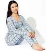 Holiday Plaid Blue Bamboo Women's Pajama Set, Blue - Pajamas - 4