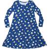 Hanukkah Cookies Bamboo Girls' Long Sleeve Dress, Blue - Dresses - 1 - thumbnail