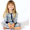 Holiday Plaid Blue Bamboo Convertible Footie, Blue - Footie Pajamas - 2