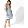 Holiday Plaid Blue Bamboo Girls' Long Sleeve Dress, Blue - Dresses - 4