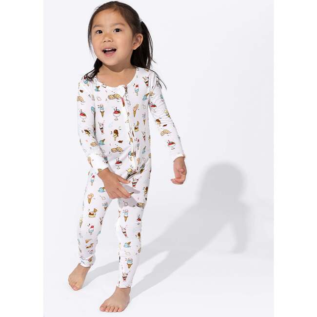 Ice Cream Bamboo Convertible Footie, White - Footie Pajamas - 3