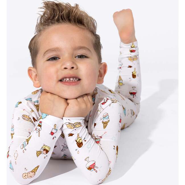 Ice Cream Bamboo Kids Pajamas, White - Pajamas - 4