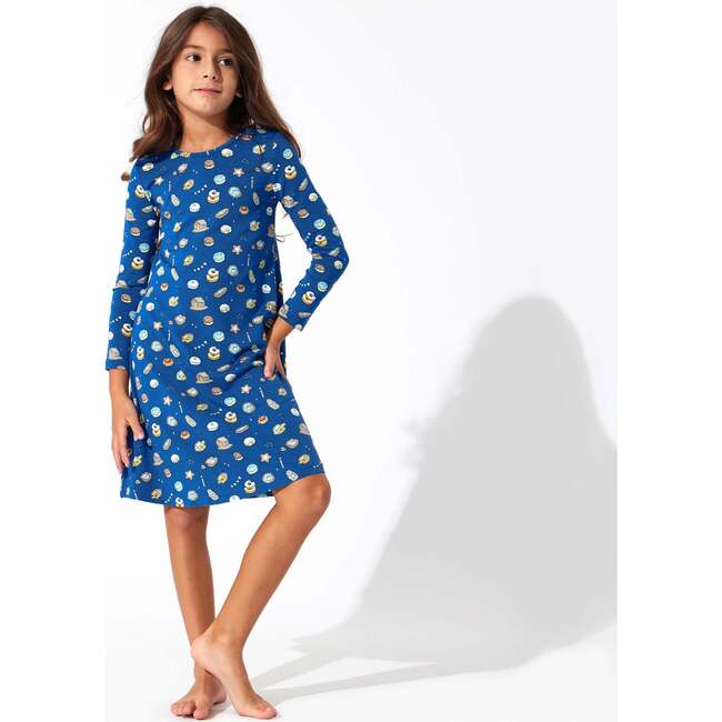 Hanukkah Cookies Bamboo Girls' Long Sleeve Dress, Blue - Dresses - 2