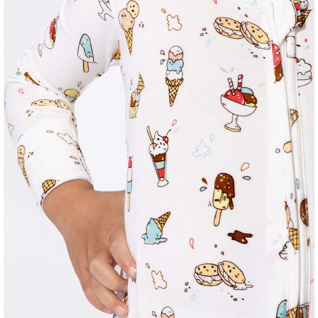 Ice Cream Bamboo Convertible Footie, White - Footie Pajamas - 4