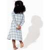 Holiday Plaid Blue Bamboo Girls' Long Sleeve Dress, Blue - Dresses - 5