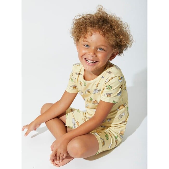 Love You Brunches Bamboo Kids Pajama Short Set, Yellow - Pajamas - 7