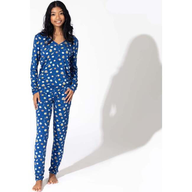 Hanukkah Cookies Bamboo Women's Pajama Set, Blue - Pajamas - 4