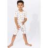 Ice Cream Bamboo Kids Pajama Short Set, White - Pajamas - 4