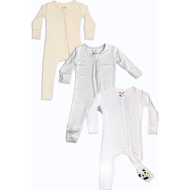 Neutral Bundle - Bamboo Convertible Footies, Grey