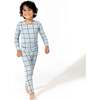 Holiday Plaid Blue Bamboo Kids Pajamas, Blue - Pajamas - 3