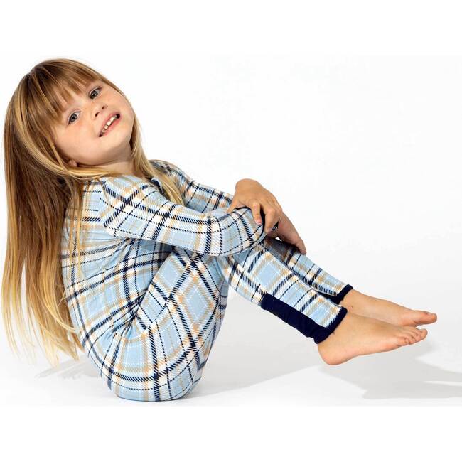 Holiday Plaid Blue Bamboo Convertible Footie, Blue - Footie Pajamas - 4