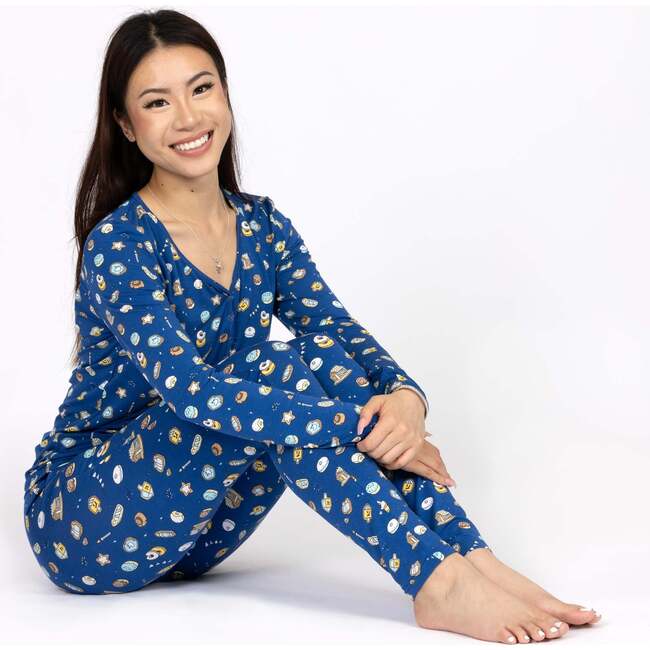 Hanukkah Cookies Bamboo Women's Pajama Set, Blue - Pajamas - 6