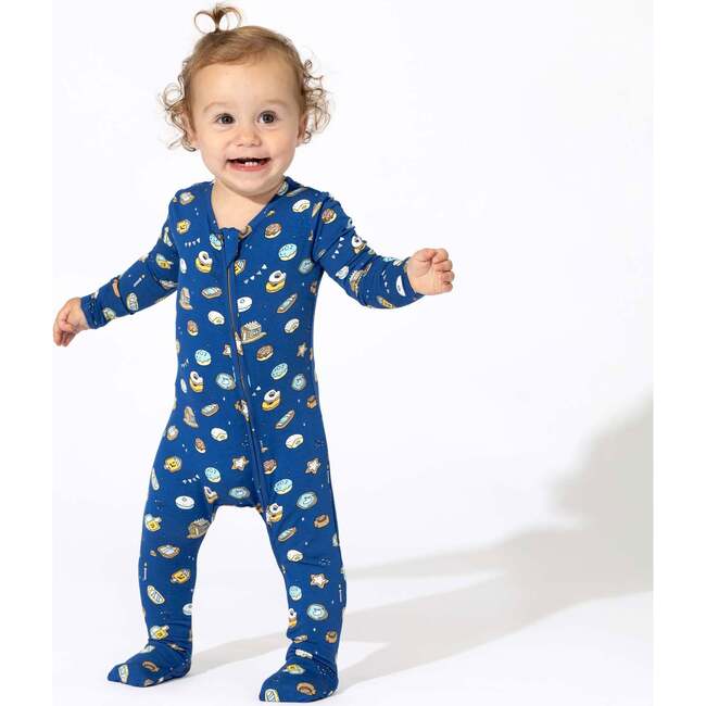 Hanukkah Cookies Bamboo Convertible Footie, Blue - Footie Pajamas - 2