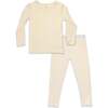 Oat Bamboo Kids Pajamas, Beige - Pajamas - 1 - thumbnail