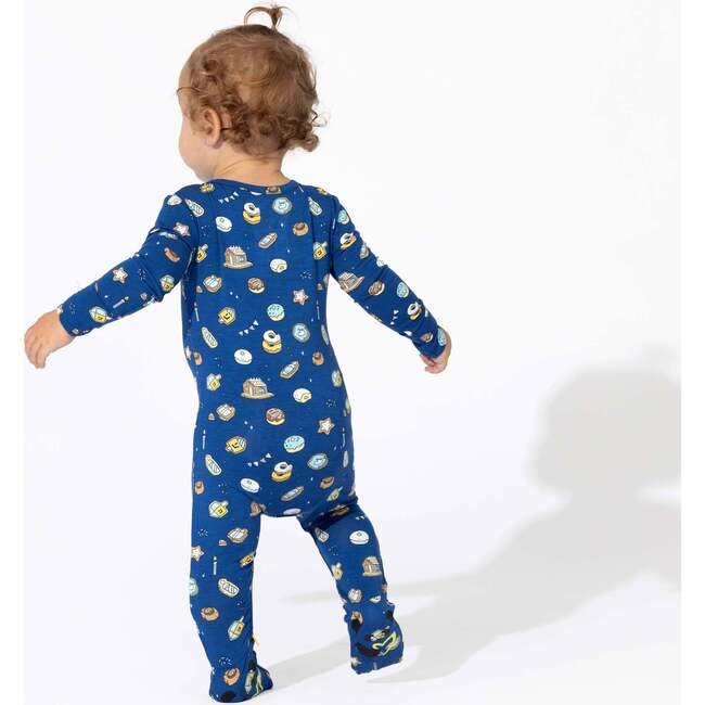 Hanukkah Cookies Bamboo Convertible Footie, Blue - Footie Pajamas - 3