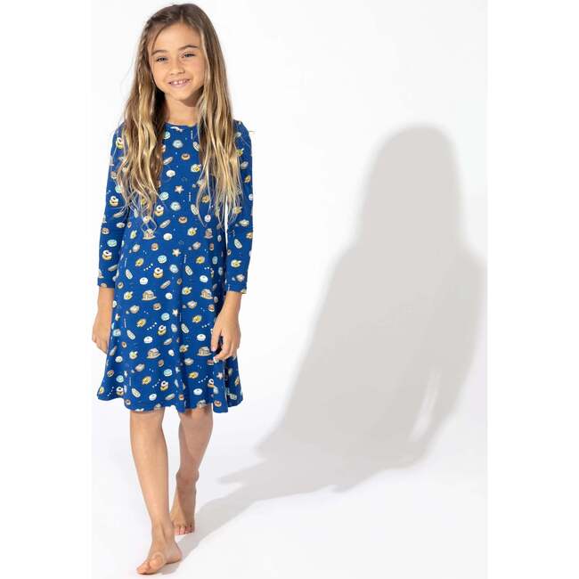 Hanukkah Cookies Bamboo Girls' Long Sleeve Dress, Blue - Dresses - 5