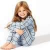 Holiday Plaid Blue Bamboo Kids Pajamas, Blue - Pajamas - 4