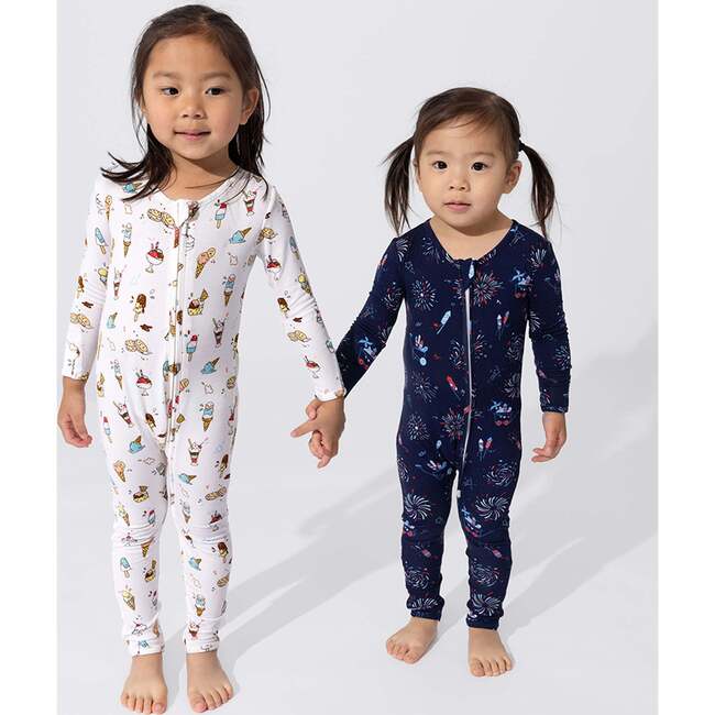 Ice Cream Bamboo Convertible Footie, White - Footie Pajamas - 7