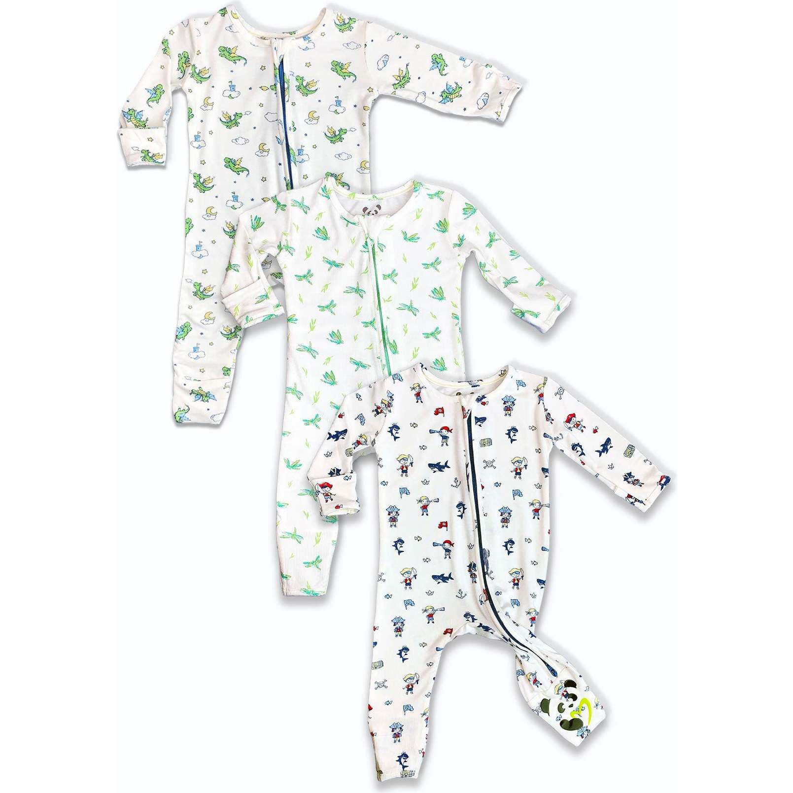 Mystical Bundle - Bamboo Convertible Footie, Multi - Footie Pajamas - 1