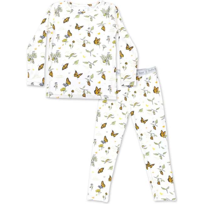 Monarch Butterfly Bamboo Kids Pajamas, Pink