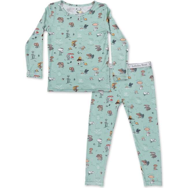 Mushroom Cycle Bamboo Kids Pajamas, Blue