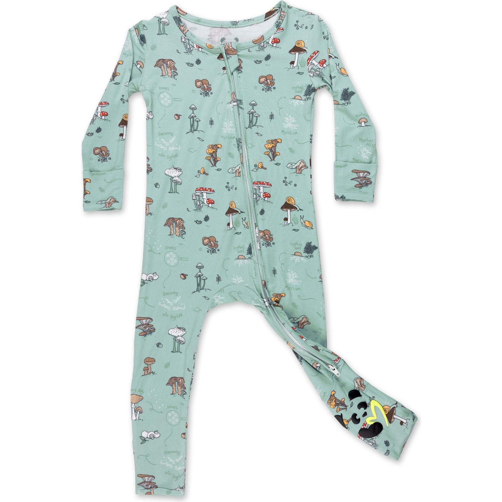 Mushroom Cycle Bamboo Convertible Footie, Blue - Footie Pajamas - 1