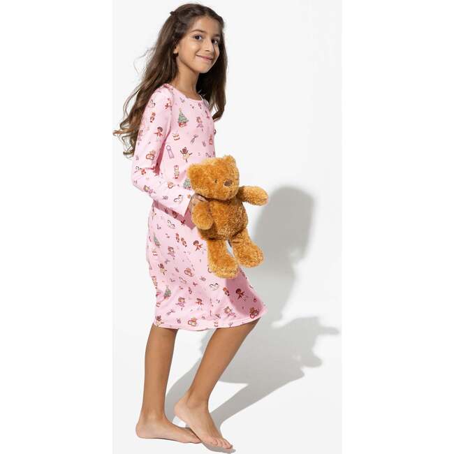 Nutcracker Pink Bamboo Girls' Long Sleeve Dress, Pink - Dresses - 2