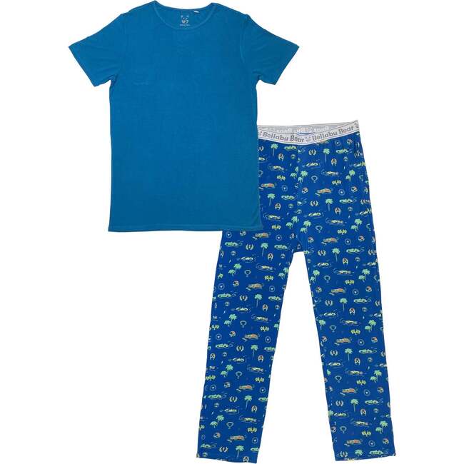 Monaco Blue Bamboo Men's Pajama Set, Blue