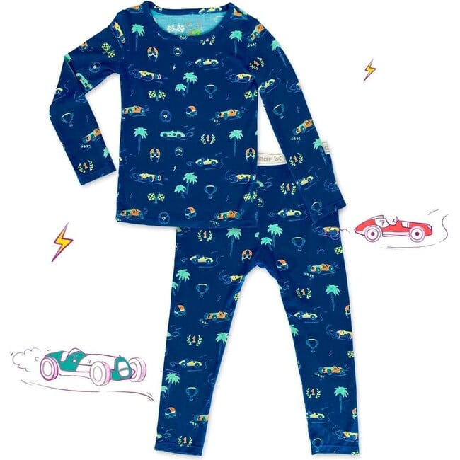 Monaco Blue Bamboo Kids Pajamas, Blue