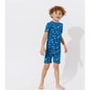 Monaco Blue Bamboo Kids Pajama Short Set, Blue - Pajamas - 4