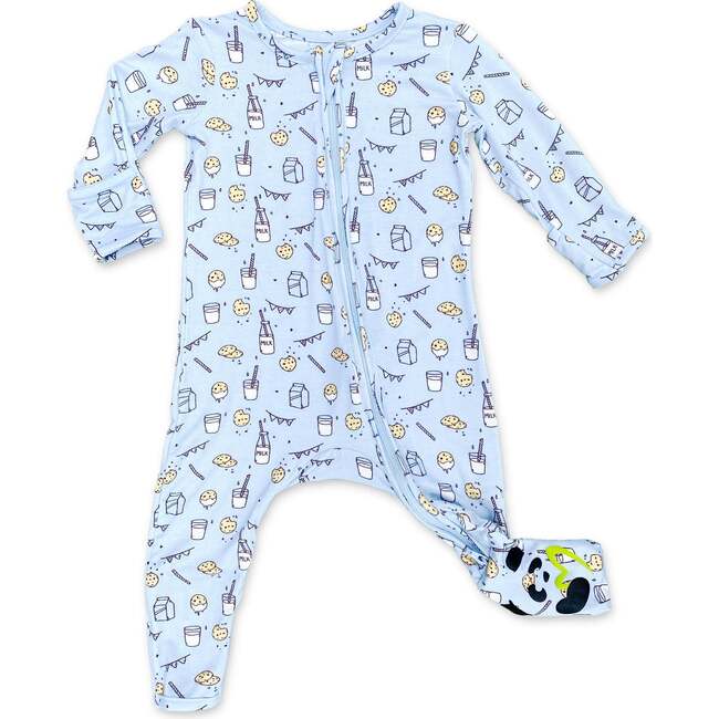 Milk and Cookies Blue Bamboo Convertible Footie, Blue