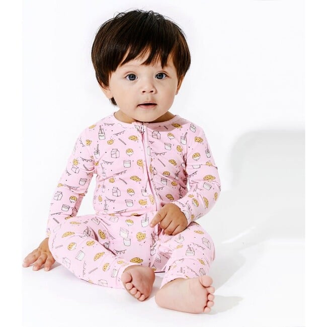 Milk and Cookies Pink Bamboo Convertible Footie, Pink - Footie Pajamas - 2