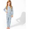 Holiday Plaid Blue Bamboo Kids Pajamas, Blue - Pajamas - 5