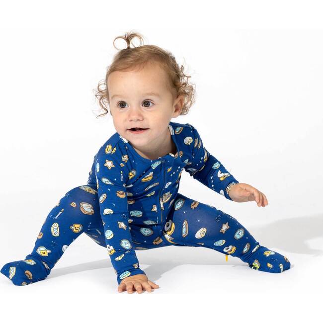 Hanukkah Cookies Bamboo Convertible Footie, Blue - Footie Pajamas - 5