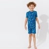 Monaco Blue Bamboo Kids Pajama Short Set, Blue - Pajamas - 5