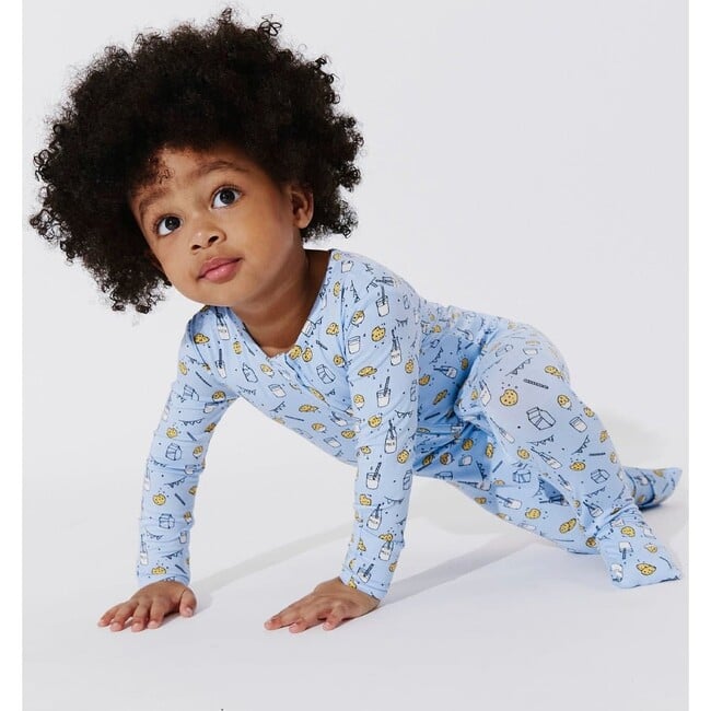 Milk and Cookies Blue Bamboo Convertible Footie, Blue - Footie Pajamas - 2