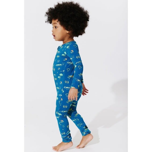 Monaco Blue Bamboo Convertible Footie, Blue - Footie Pajamas - 2