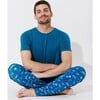 Monaco Blue Bamboo Men's Pajama Set, Blue - Pajamas - 3