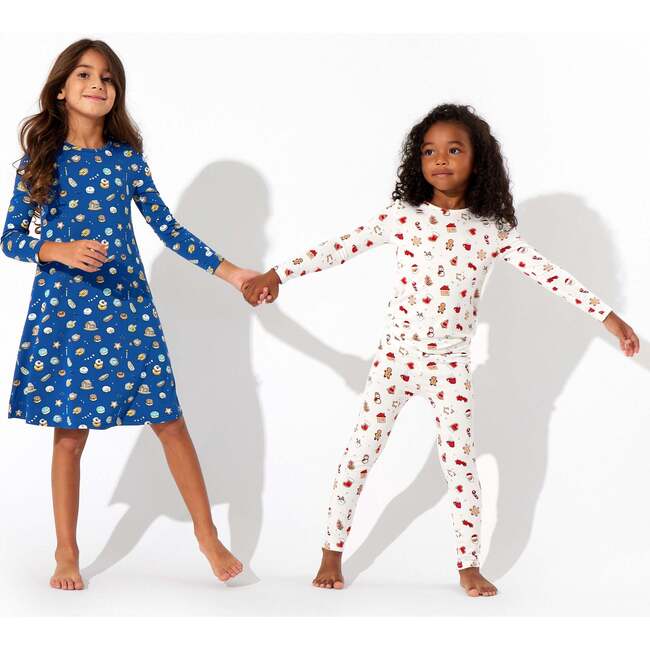 Hanukkah Cookies Bamboo Girls' Long Sleeve Dress, Blue - Dresses - 7