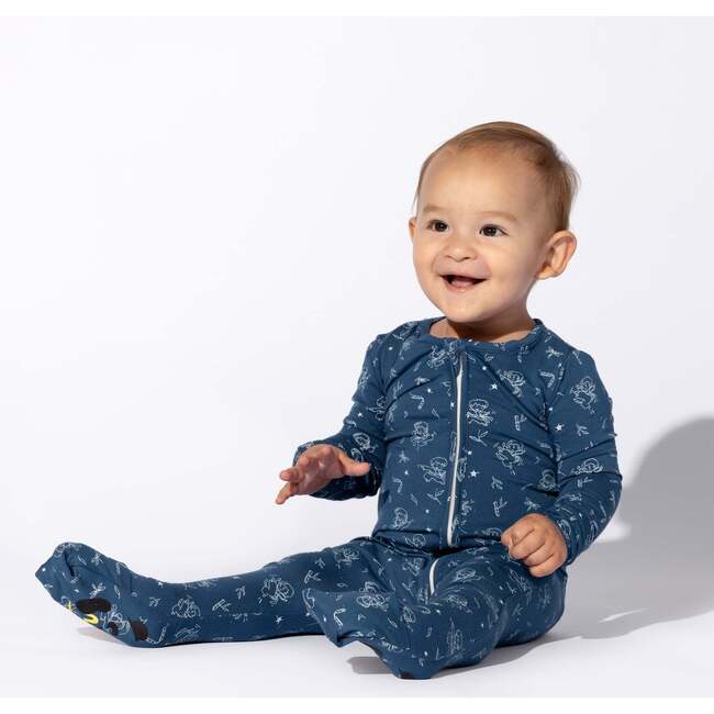 Ninja Bamboo Convertible Footie, Blue - Footie Pajamas - 5