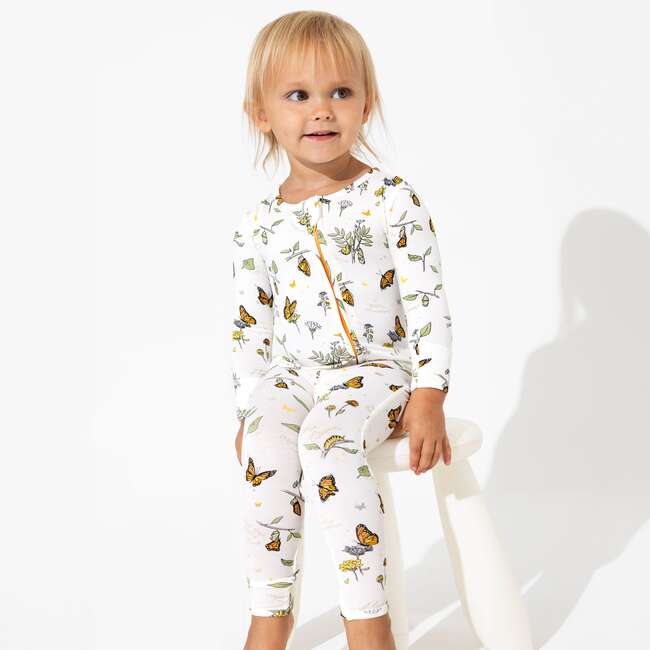 Monarch Butterfly Bamboo Convertible Footie, Pink - Footie Pajamas - 3