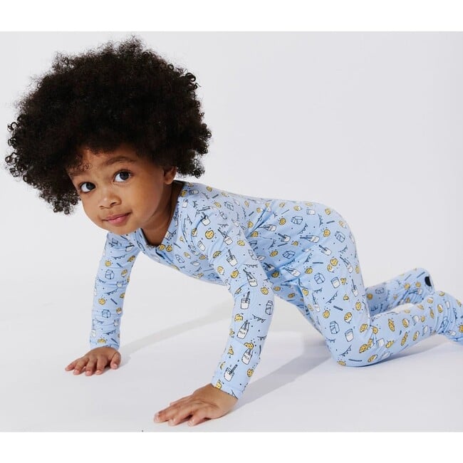 Milk and Cookies Blue Bamboo Convertible Footie, Blue - Footie Pajamas - 4