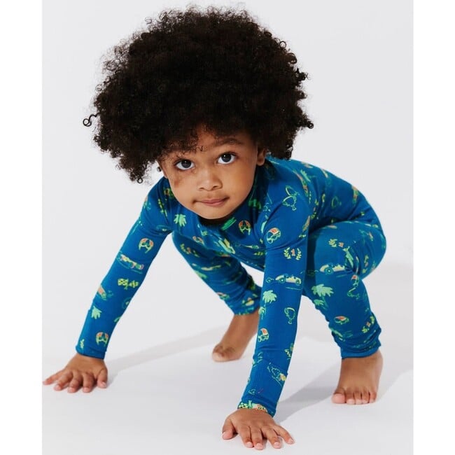 Monaco Blue Bamboo Convertible Footie, Blue - Footie Pajamas - 3