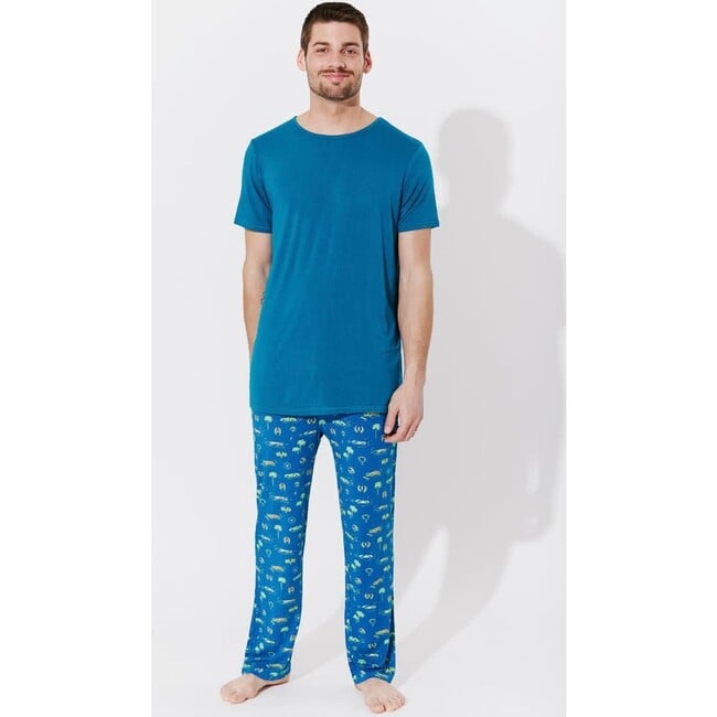 Monaco Blue Bamboo Men's Pajama Set, Blue - Pajamas - 5