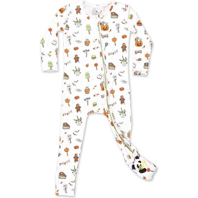 Halloween Treats Bamboo Convertible Footie, White