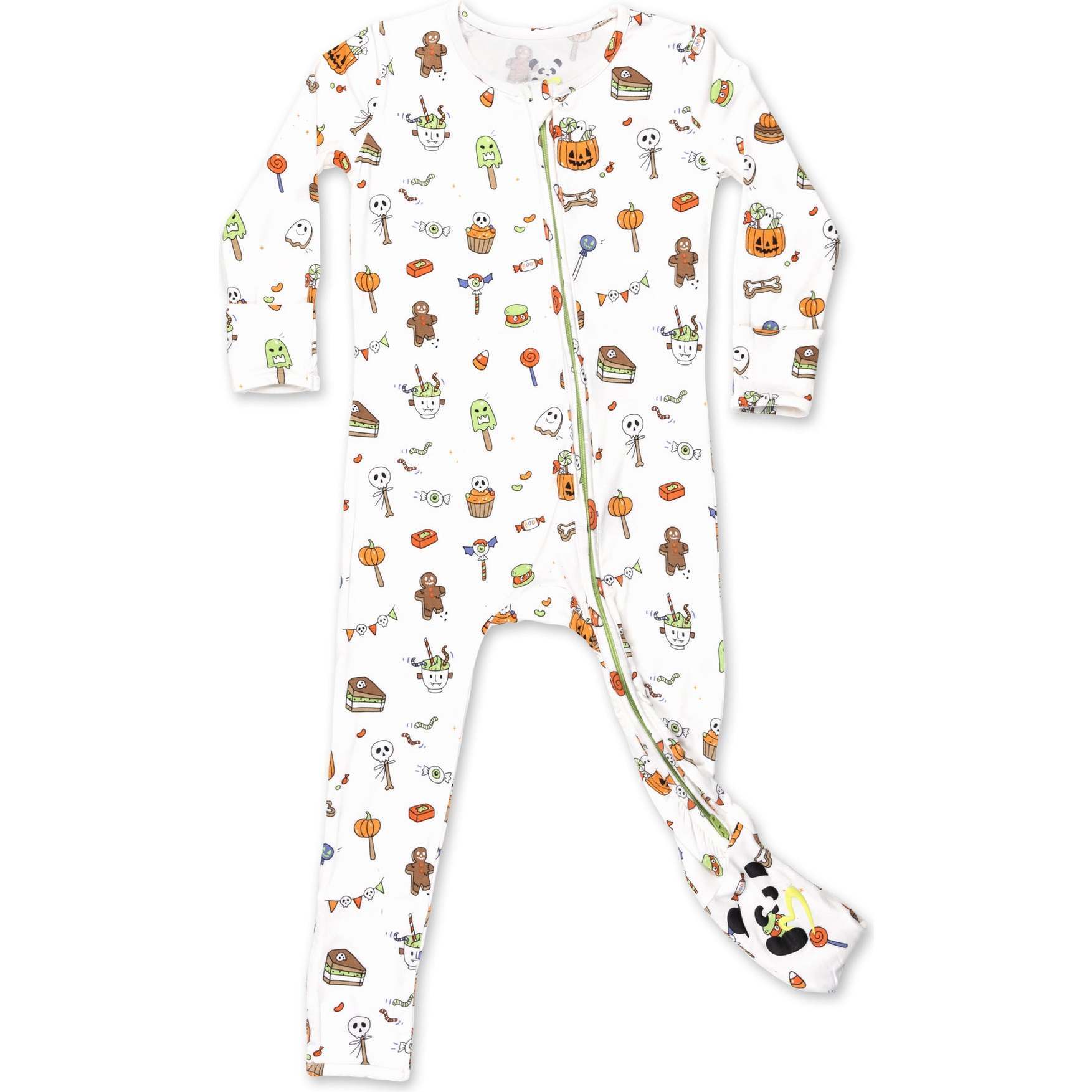 Halloween Treats Bamboo Convertible Footie, White - Footie Pajamas - 1