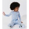 Milk and Cookies Blue Bamboo Convertible Footie, Blue - Footie Pajamas - 5