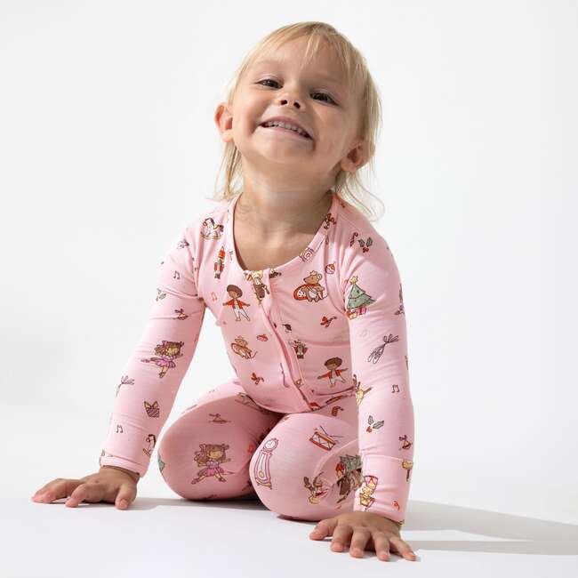 Nutcracker Pink Bamboo Convertible Footie, Pink - Footie Pajamas - 3