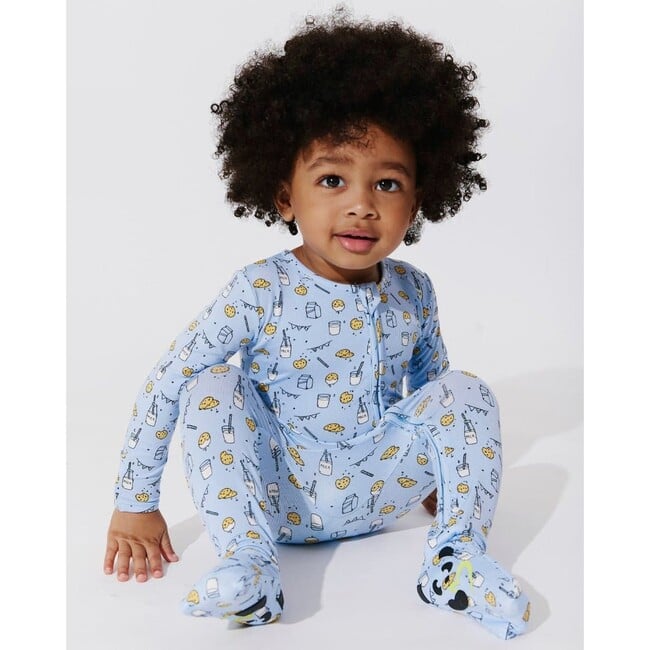 Milk and Cookies Blue Bamboo Convertible Footie, Blue - Footie Pajamas - 6