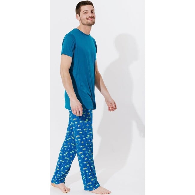 Monaco Blue Bamboo Men's Pajama Set, Blue - Pajamas - 7